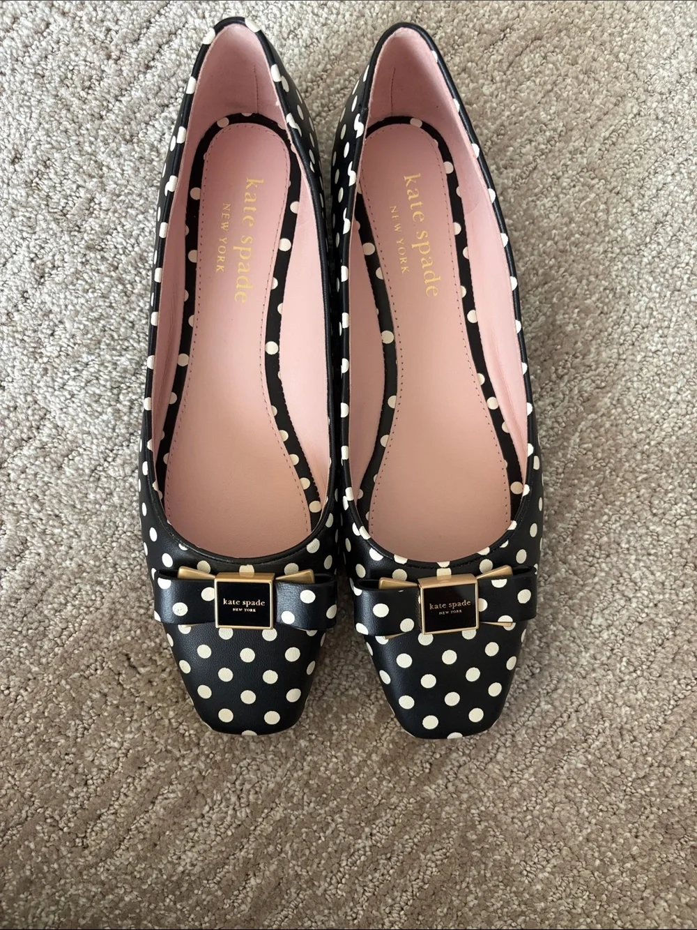 kate spade Black and White Polka Dot Bow Ballet Flats